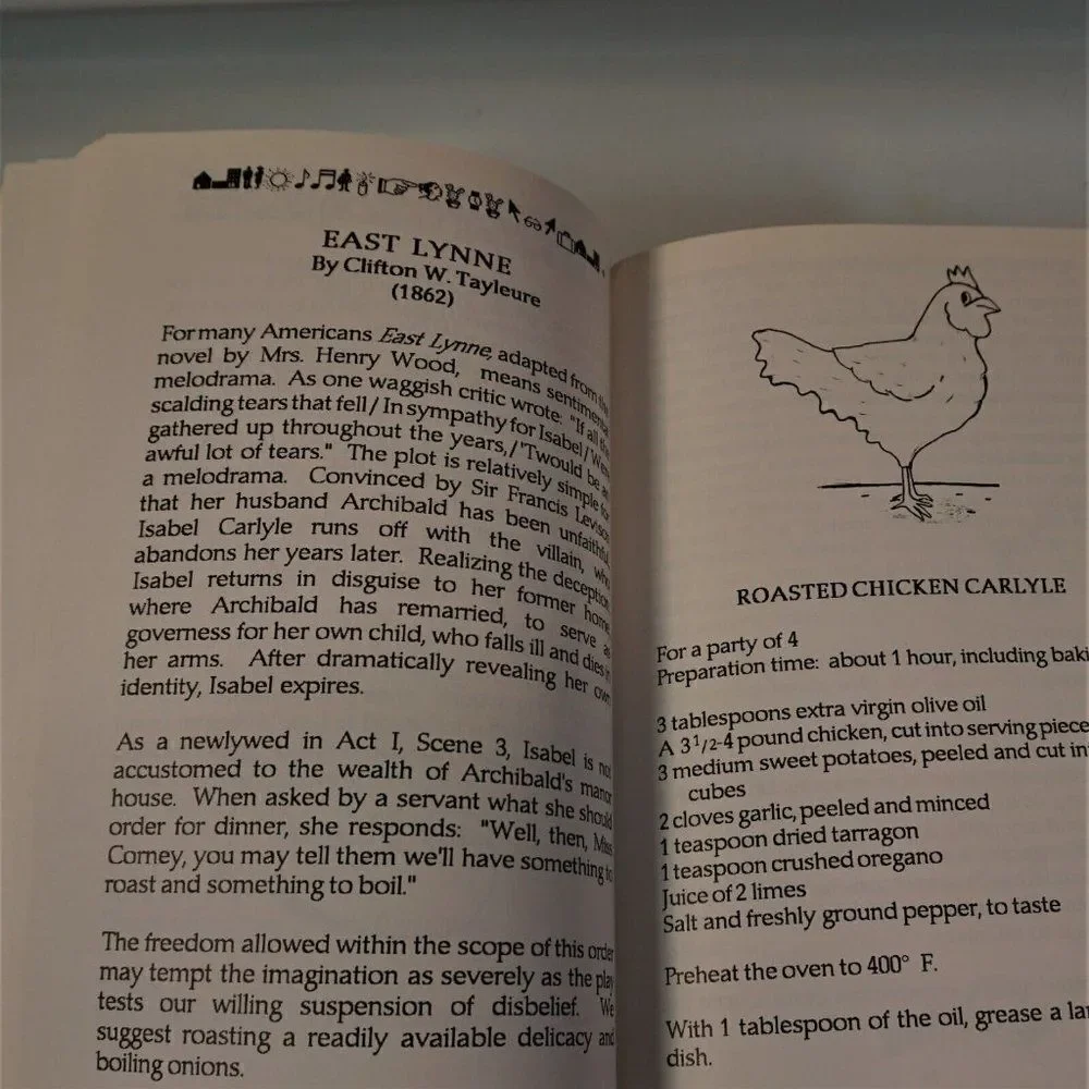 Theatre Lovers Cookbook Recipes From 60 Favorite Plays 1992 Paperback Meserve